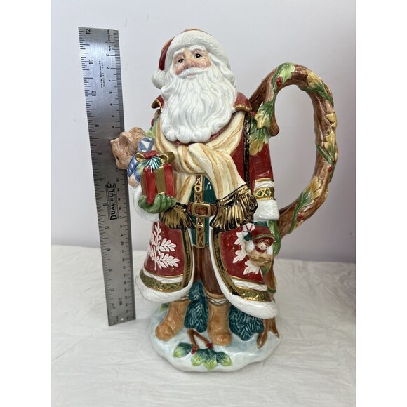 Fitz And Floyd Solstice Santa Handcrafted Christmas Teapot 12” 2005 New Open Box - Picture 16 of 16